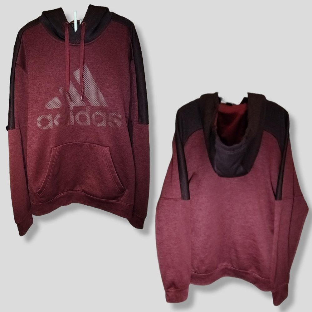Adidas dark maroon branded hoodie sz Med EUC